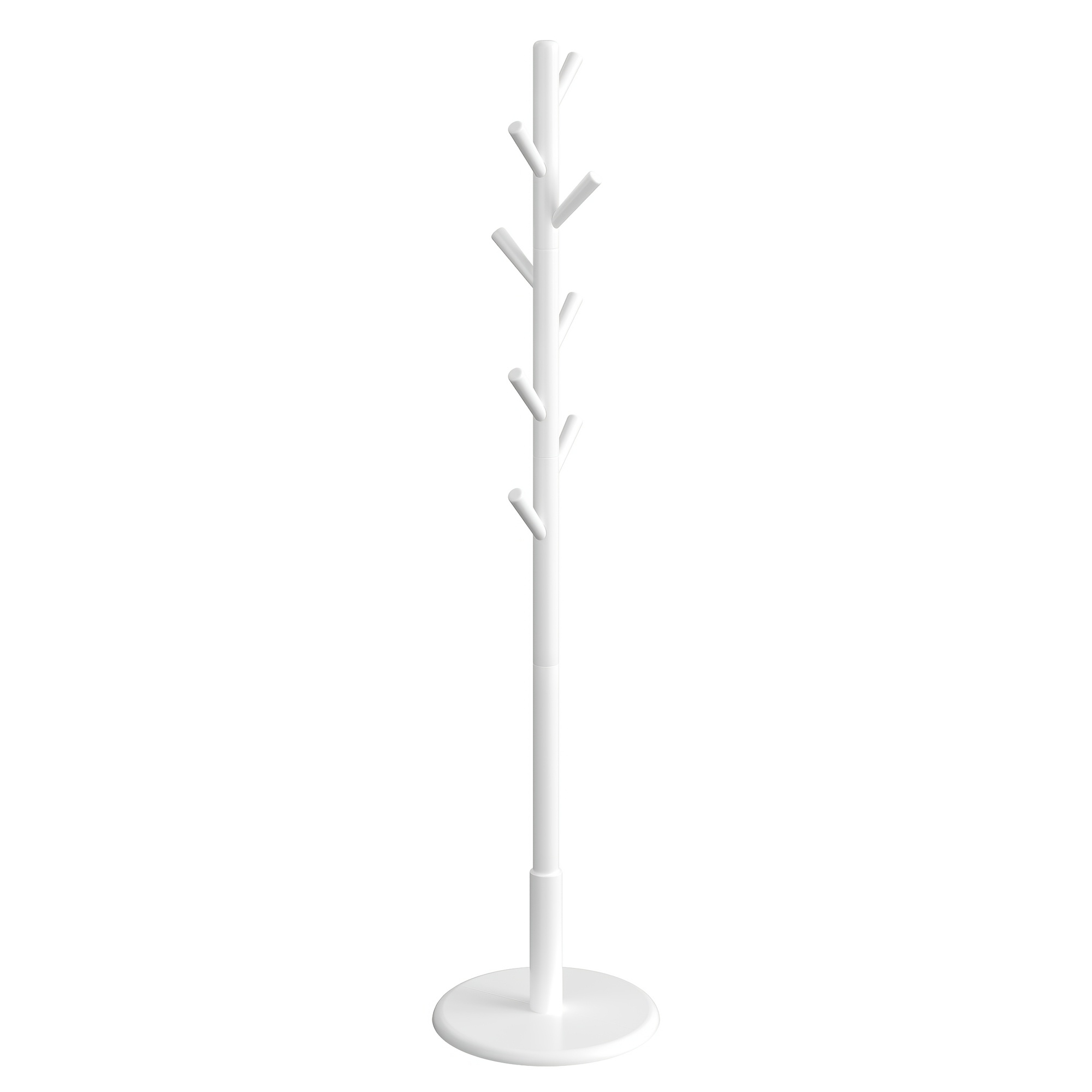 Image of Coat Rack, Solid Wood Coat Stand, Free Standing Hall Coat Tree With 8 Hooks For Coats, Hats, Bags, Purses, For Entryway, Hallway, Rubberwood Hooks And Pole, , , 40.1 X 171.9 Cm