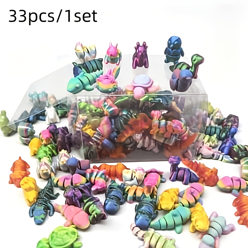 33pcs 3D Printed Animal Kingdom Toy Figure Playset
