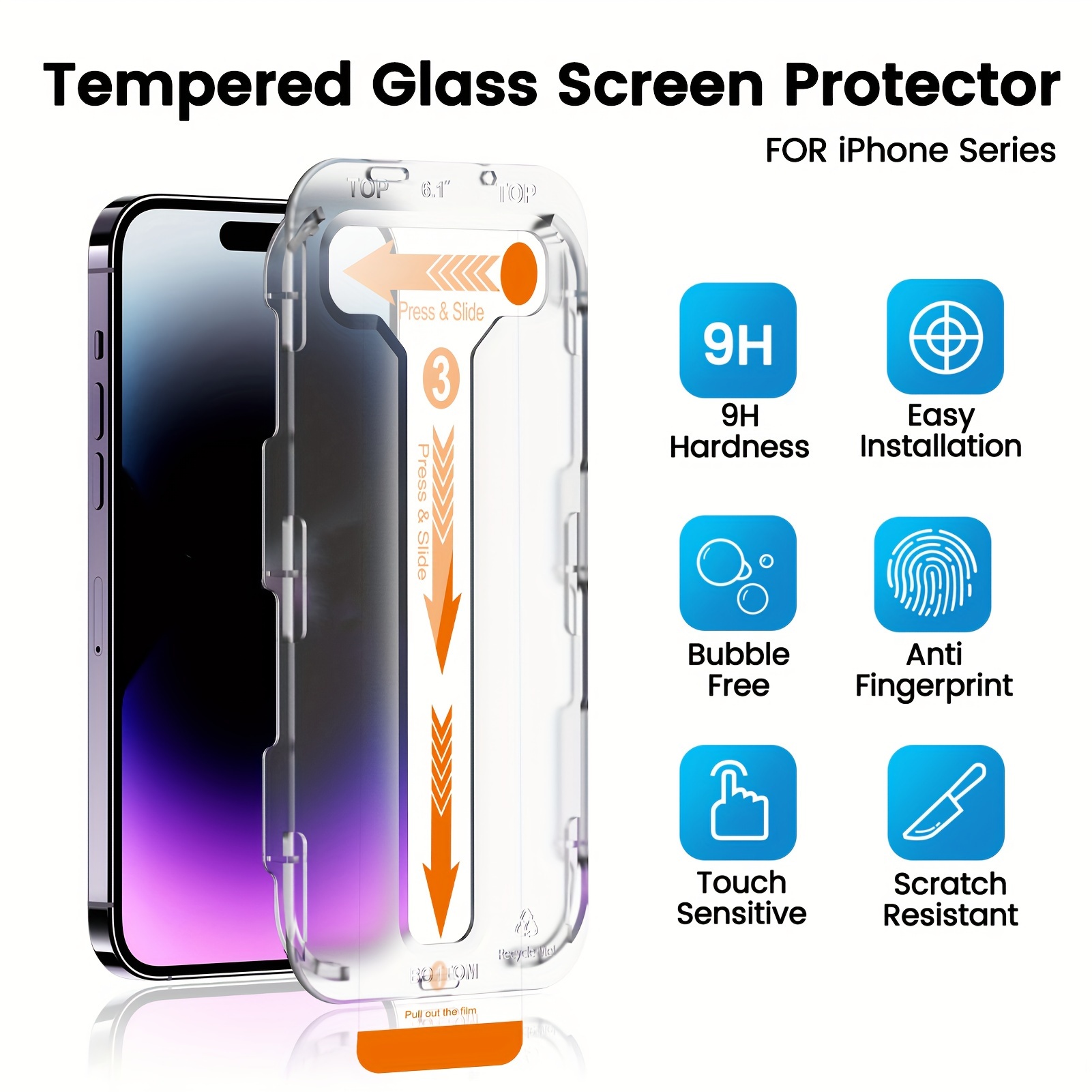 

3 Alignment Kit, For Iphone 14/13/12/11/x, 14pro, 14pro Max Tempered Glass Screen Protector, Auto Dust Removal Installation, , Anti-scratch, 4k-hd, , For Accessories