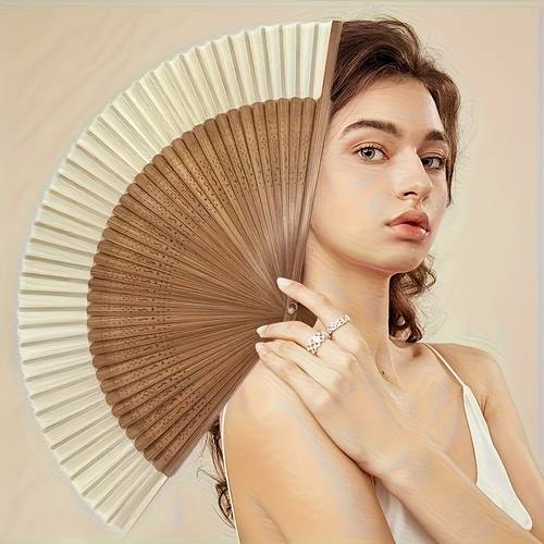 1pc plegable de bambú vintage, portátil para verano, ideal para de la , graduación, y accesorios - de madera con decoración de bambú