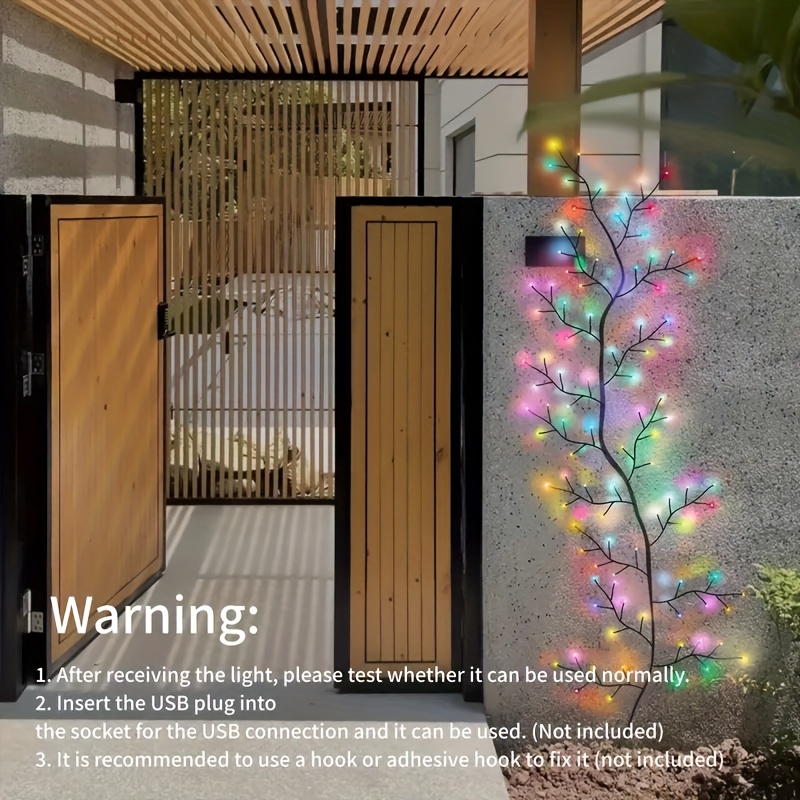 1 set colorful courtyard desktop decoration willow vine led light string 8 lighting   flashing usb power supply rgb wall mounted christmas branch light with button switch curtains bedroom balcony fence   porch decoration 71inch Product details 5
