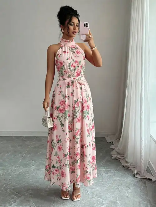 brown embroidered rose dress temu Women'S Casual Fashion Valentine'S * Vacation Easy Solid Turtleneck Design-Driven Bodycon Hip-Hugging Long Dress Christmas Party Light Dress