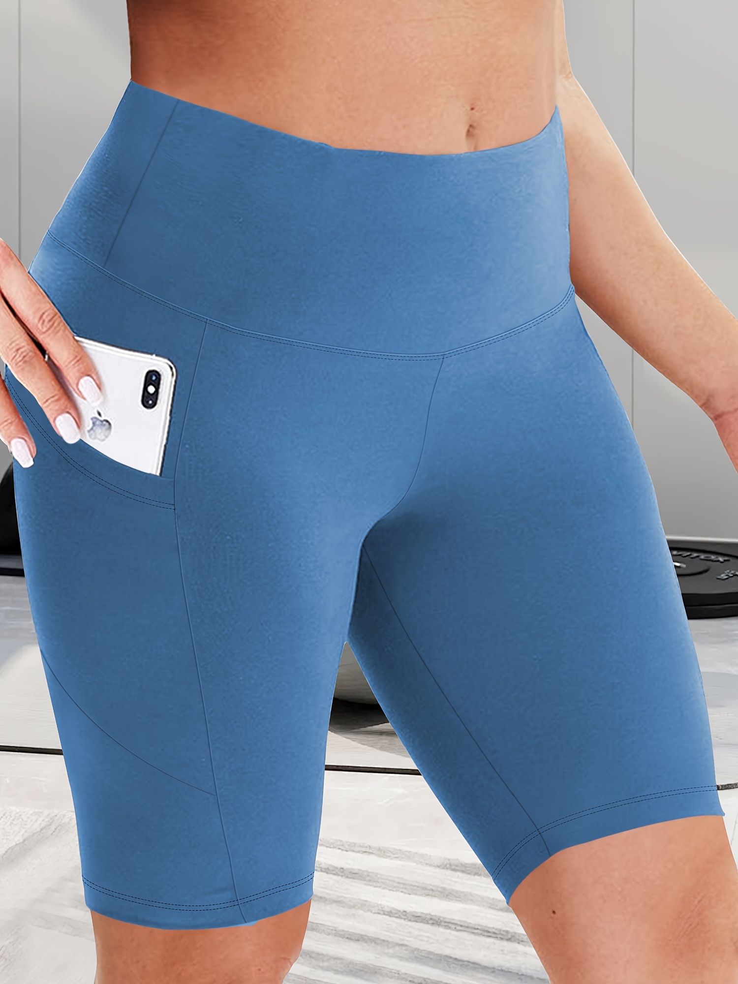 Women's High-Waist Shaping Shorts with Crescent Pockets - Black, Stretchy Tummy Control, Mid-Thigh Length, Machine Washable, Summer Casual Wear, Everyday Compression Wear | Sleek Design | Tummy Control Shorts