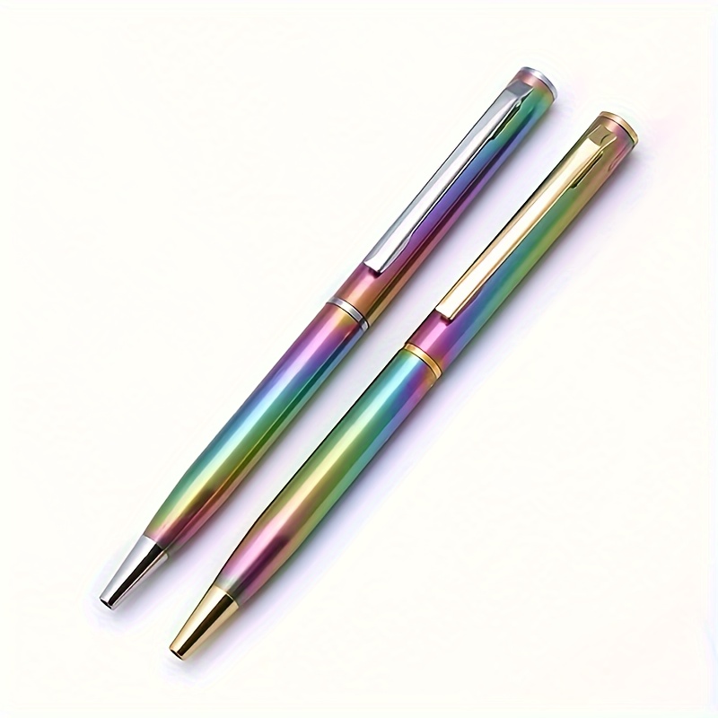 

2-pack Colorful Metallic Ballpoint Pens - Durable Metal Material, Ideal For Office Use And Perfect Gift For Ages 14+