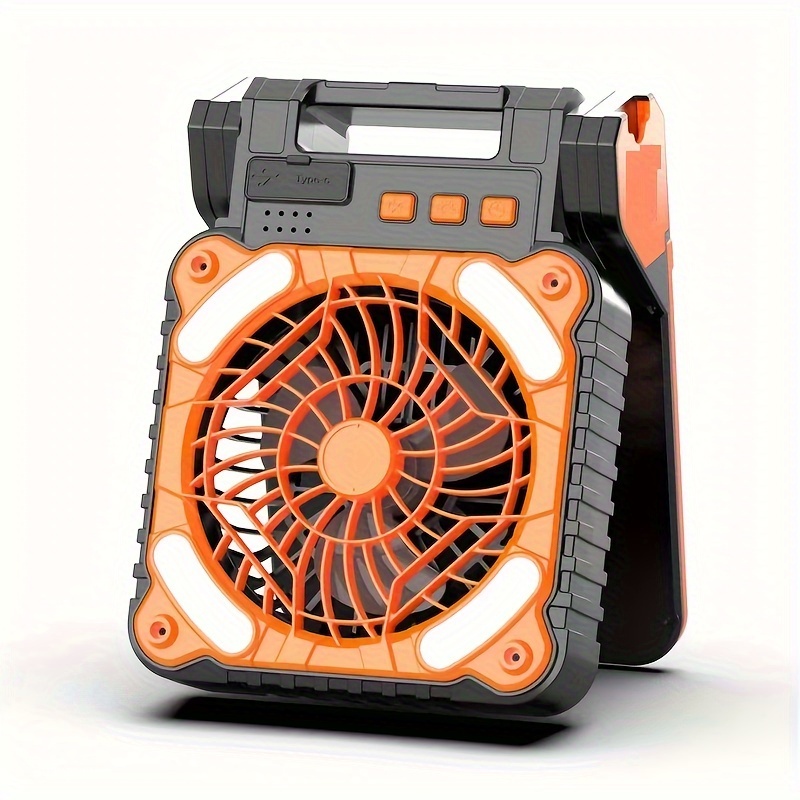 portable solar rechargeable fan 5200 mah type c charging 4 speeds adjustable brushless with and led timer for camping details 0