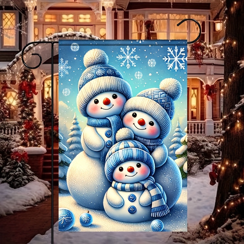 

Double-sided Polyester Snowman Garden Flag - Multipurpose, Non-electric, For Indoor/outdoor Decoration, Includes Pole, Home, Yard, Lawn, Patio, Farmhouse - 12x18 Inch