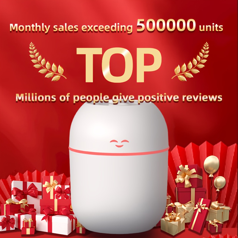 1pc Silent Humidifier with Night Light - No Fog, Compact Design for Baby'S Breathing, Moisturizing & Caring, Perfect for Bedrooms & Offices, Ideal Spring Festival Gift, Portable Humidifier, Office Humidity Solution, Modern Humidifier, Smooth Surface Humidifier