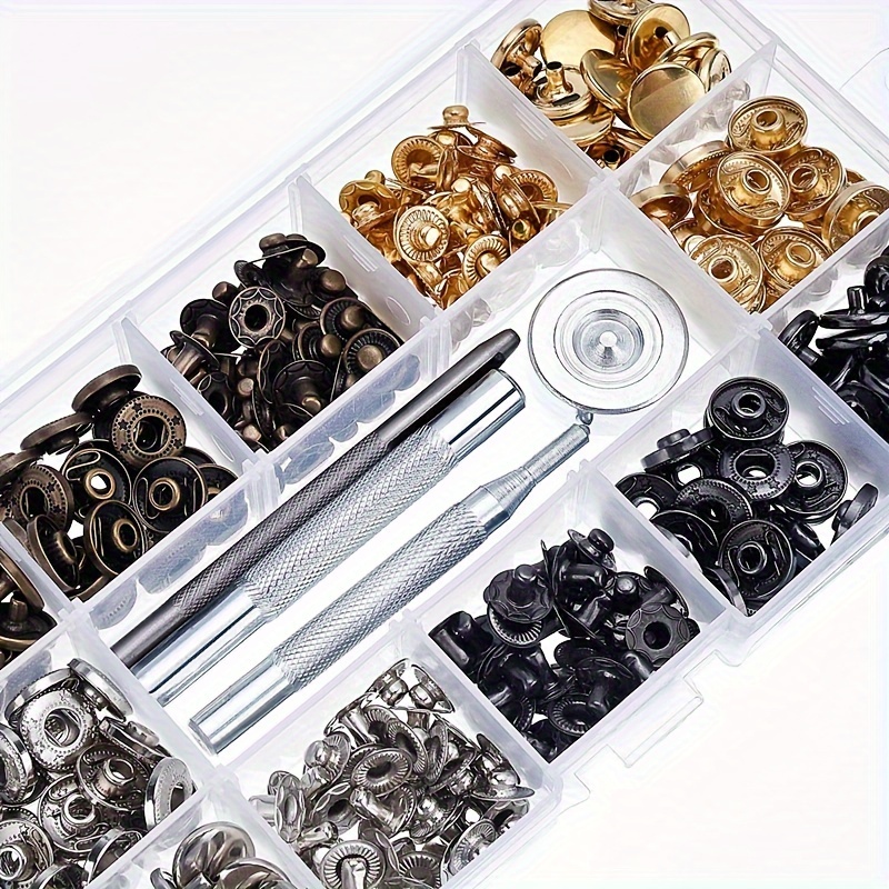 

480pcs Color Metal Snaps With 4 Fixing Tools For Leather, 120 Sets 12.5mm Snap Button Kit For Clothes, Jackets, Jeans, Bracelets, And Bags