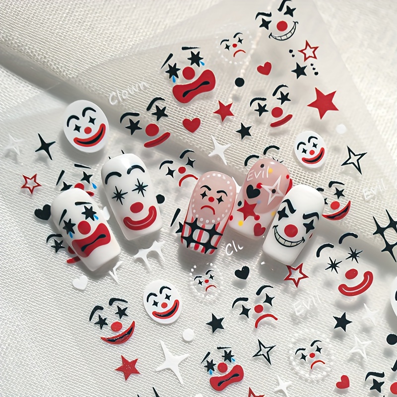 TEMU A Set Of April Fools' Day Nail Stickers Featuring Embossed Hand-painted Designs, Including Sweet And Cool , Quirky , Stars, Hearts, And More,