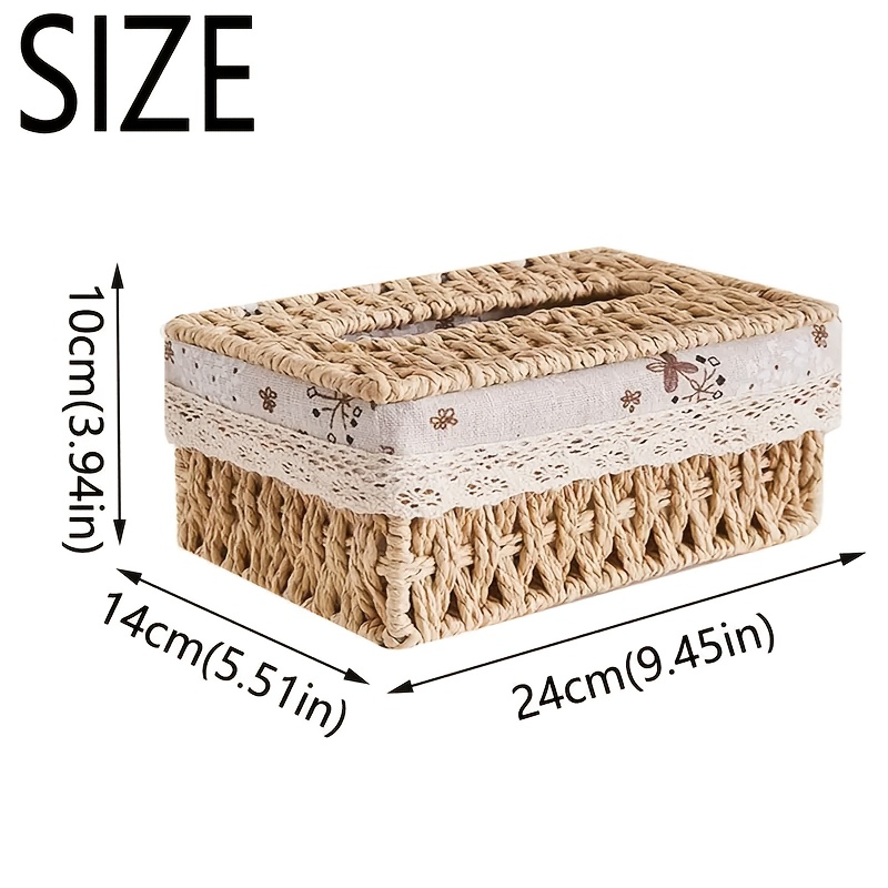 creative woven tissue paper storage box hand woven grass woven tissue paper box portable napkin storage box suitable for home and office   Product details 3