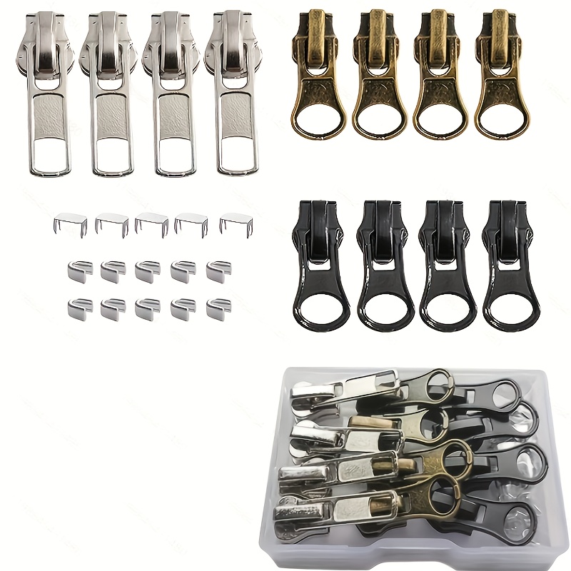 E-shop 27-teiliges #5 Reißverschluss-Reparaturset, Schwarz Bronze, Silber, Metall, Kunstharz, Nylon-Reißverschlüsse, geeignet für Jackenreparatur Nähen