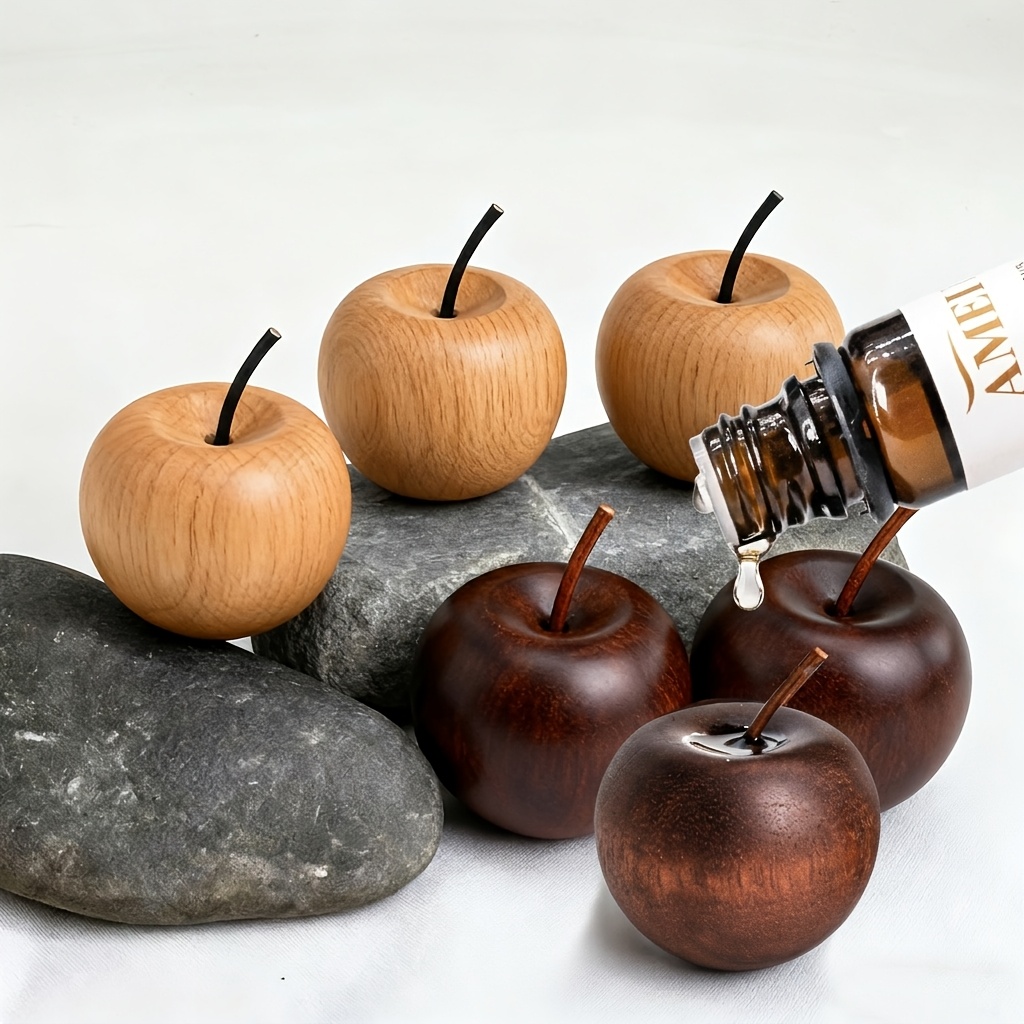 Image of 6pcs Wood Diffuser For Essential Oils, Wooden Shaped Diffuser For Room Travel & Small Spaces , Natural Wood Scent Diffuser Ornaments And Gifts.