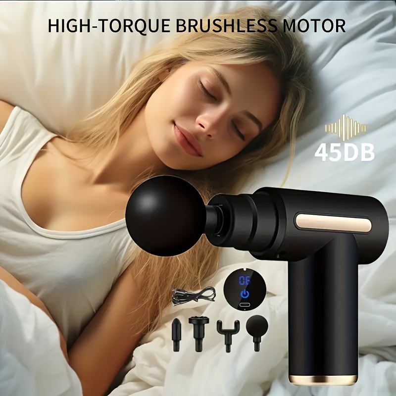 6pcs Set with All Accessories, 6-Speed Deep Tissue Massage Gun, Includes 4 Heads - Portable, USB Rechargeable Odorless Full Body Muscle Relaxation Tool for Home and Office Use | Ergonomic Design | Durable Plastic