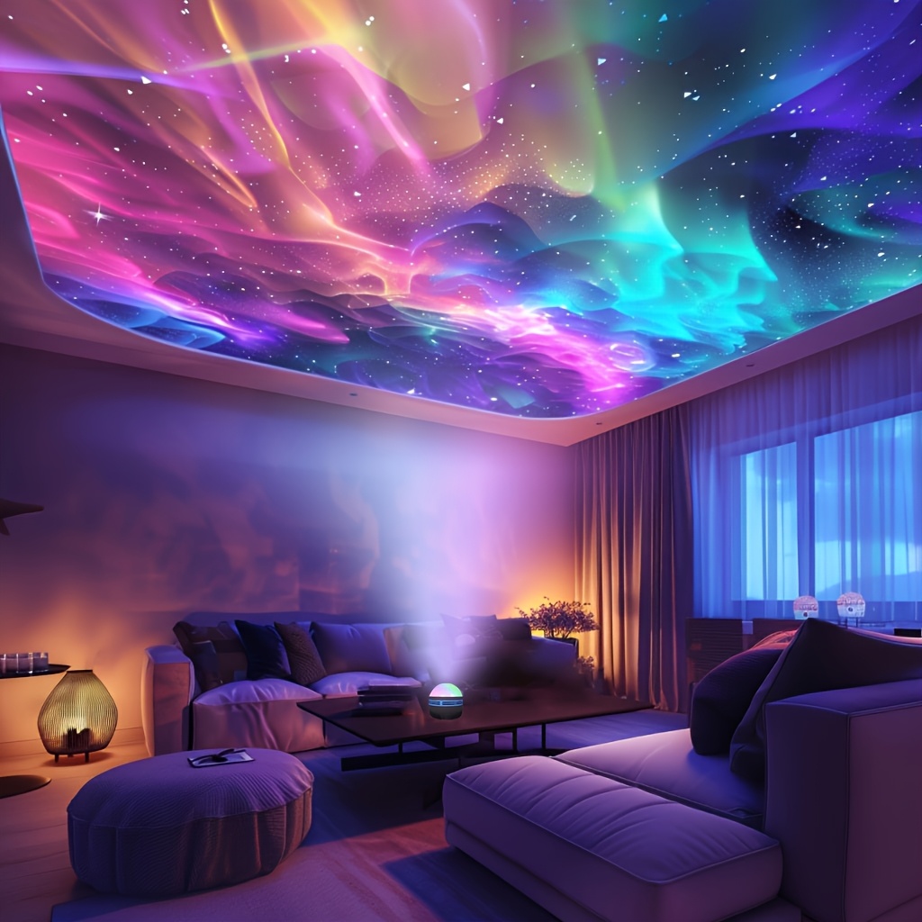 1pc northern lights projection lamp aurora projection effect usb power supply remote control suitable for parties birthdays bedroom home decoration