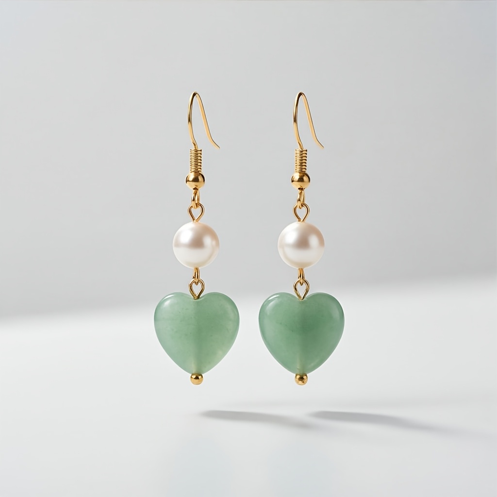 TEMU Bulvegemet Natural Stone Heart Earrings Bohemian Style Suitable For , Couple Matching Studs, Wear For Birthdays, Christmas Gifts,
