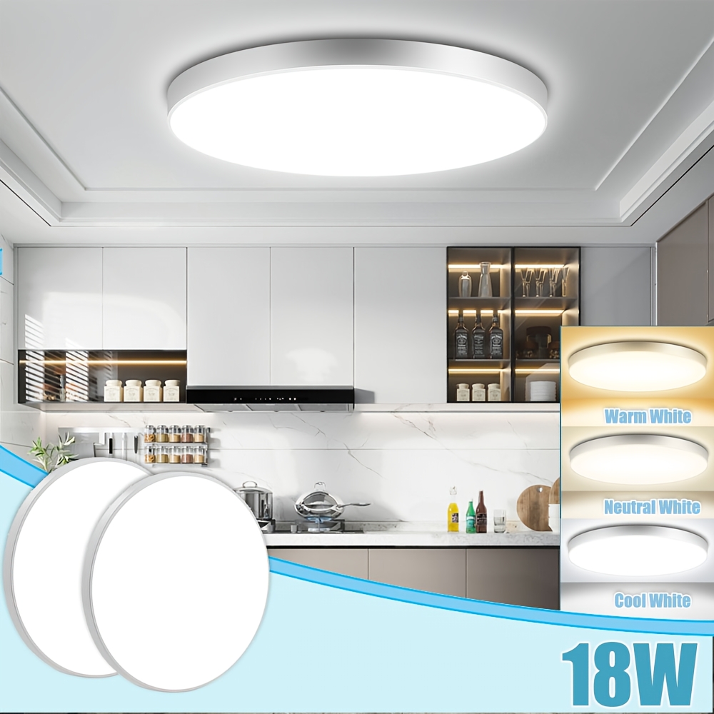 TEMU 2pcs 18w Led Ceiling Lights, 23cm Modern Round Ceiling Lights Cool White/neutral White/warm White For Option, Ambient Lighting, Minimalist