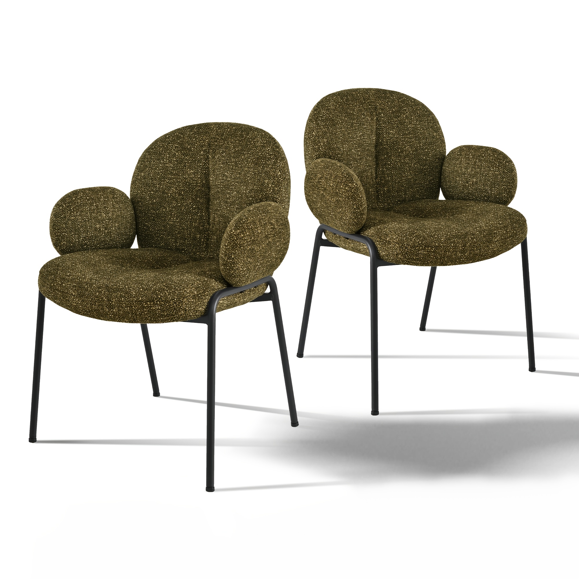 Modern Cloud Dining Chair Set Of 2/4/6, Upholstered Accent Armchair With Ergonomic Curved Back, Sturdy Metal Legs & Adjustable Feet For Dining Room, Kitchen, Living Room