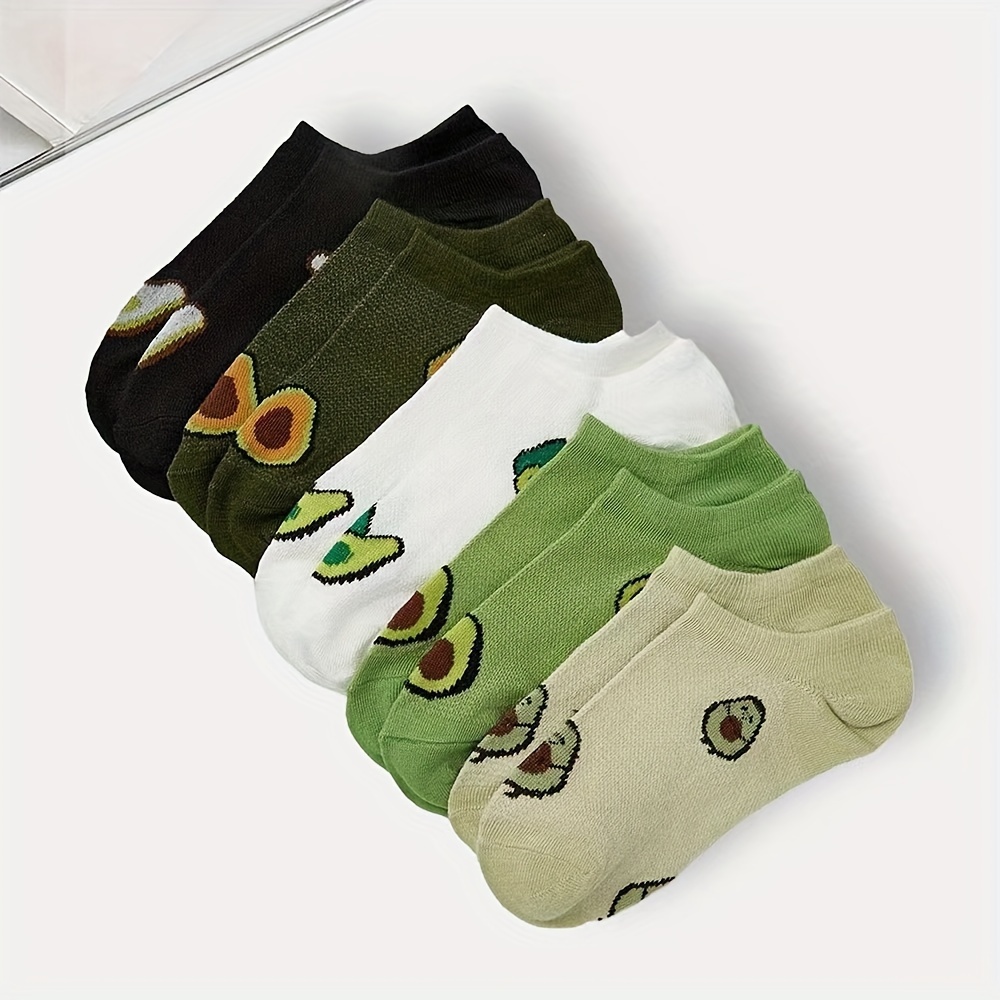 

5 Pairs Of Avocado Women's Boat Socks