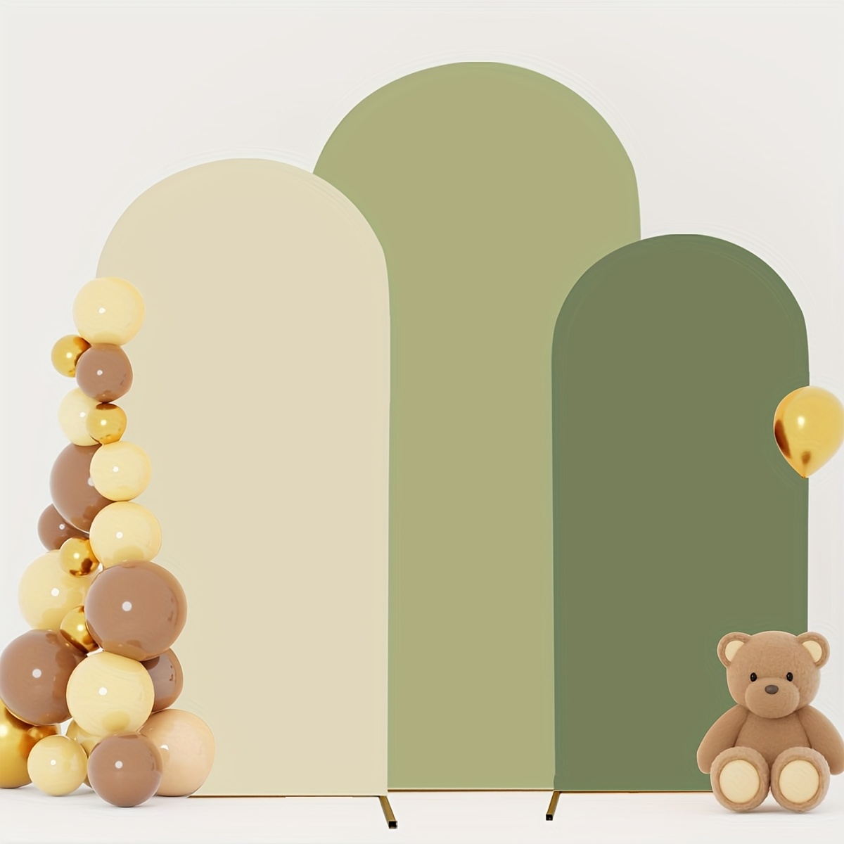 E-shop 3-teiliges -Hintergrund-Set (4ft/5ft/6ft), geeignet für Hochzeiten, Versammlungen, Bälle Party-Fotohintergründe ( + Beige + Hellgrün),