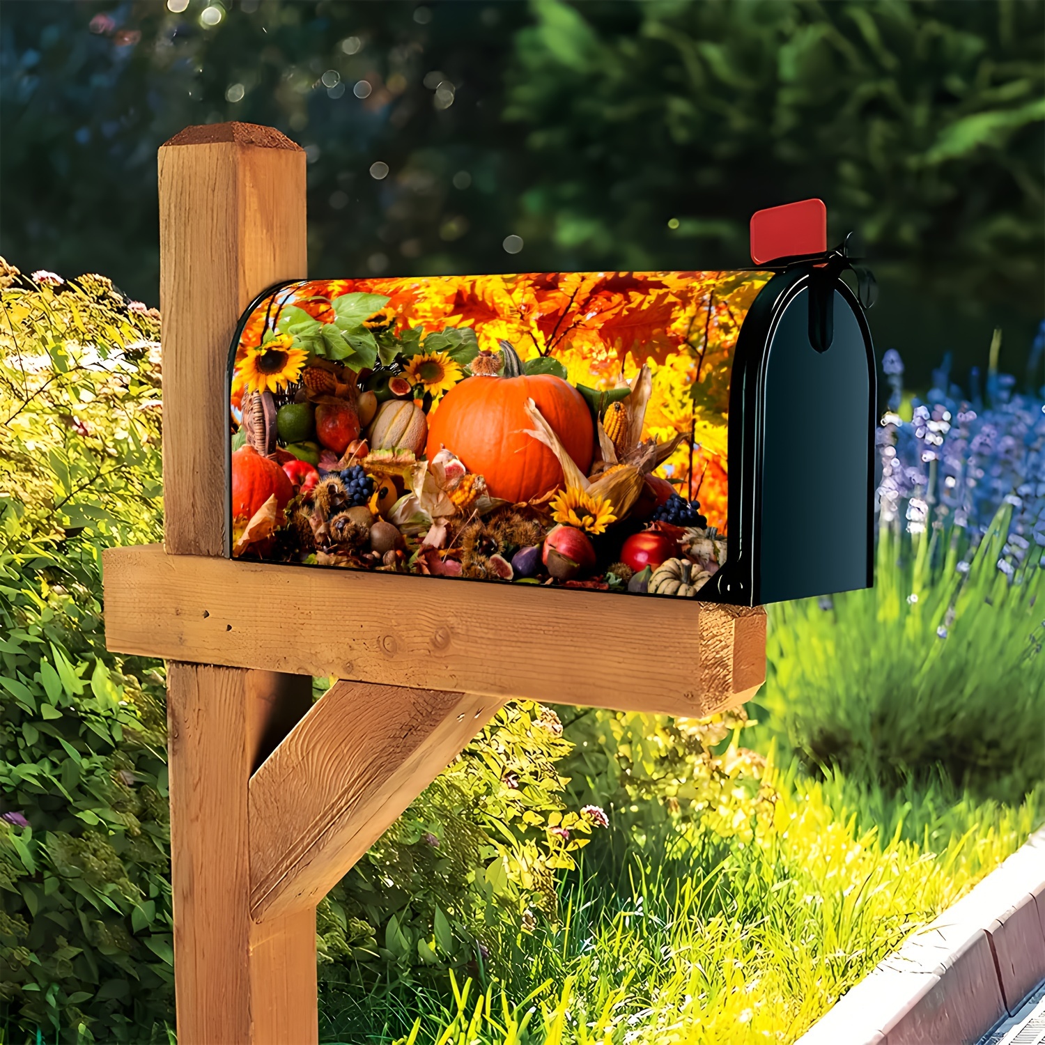 

Wacolor Rubber Magnetic Mailbox Cover - 1pc Autumn Harvest Theme With Pumpkin & Maple Leaves, Waterproof Outdoor Decoration For Standard Mailboxes 21x18 Inch