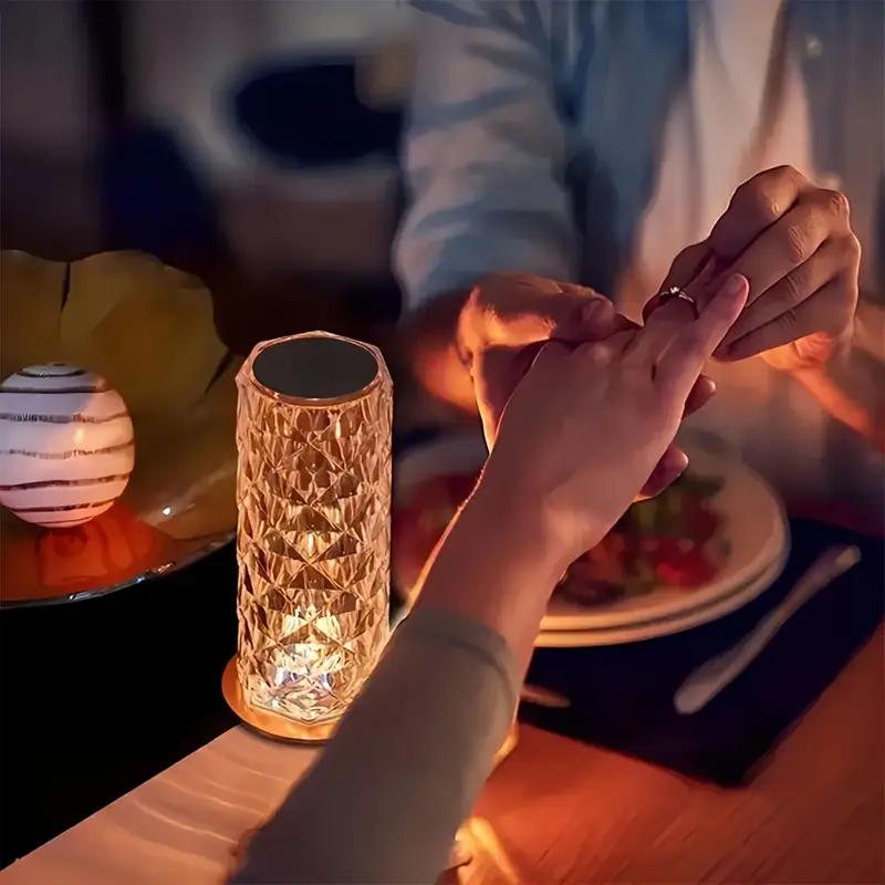 1pc usb rechargeable rose crystal table lamp 500mah lithium battery 3 color and 16 color remote control touch control with usb charging   atmosphere lamp bedroom atmosphere lamp room night light festival birthday gift essential good gift for   of   season Product details 4