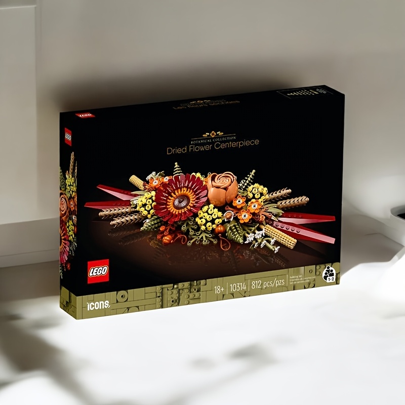 TEMU Version européenne, LEGO 10314 Centre de table à fleurs séchées, Jouets de construction à briques, Convient pour de fêtes ou d'anniversaire.