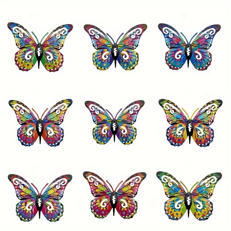 TEMU 2d Flat, [2d Flat] 9pcs Multicolor Acrylic Wall Hanging Decor - Vibrant Suitable For Garden, Fence & /outdoor Decoration, -free Plastic Wing
