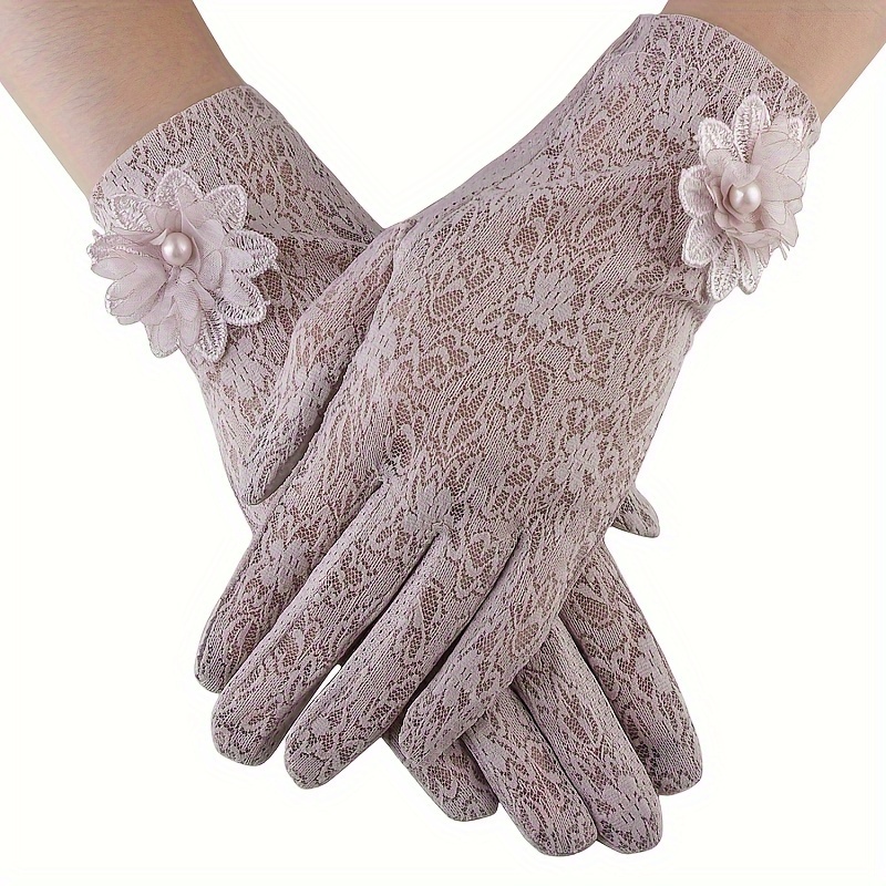 chinese dress ladies White Mid Length Leather Gloves White / 7 main image 1