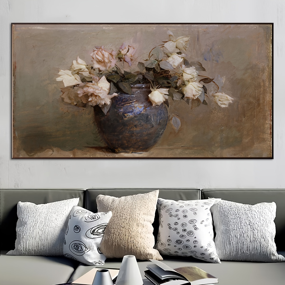 

1pc Unframed Canvas Poster, Modern Art, Flowers Wall Art, Ideal Gift For Bedroom Living Room Corridor, Wall Art, Wall Decor, Winter Decor, Room Decoration