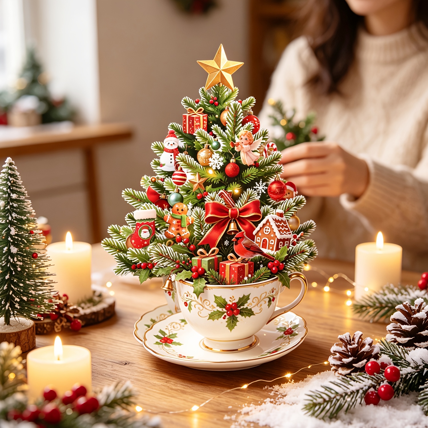 TEMU 3d Pop Up Christmas Tree Greeting Card, Handmade Paper Festive Holiday Greeting Card With Envelope, Blank Inside, Xmas Tabletop Decor, Christmas