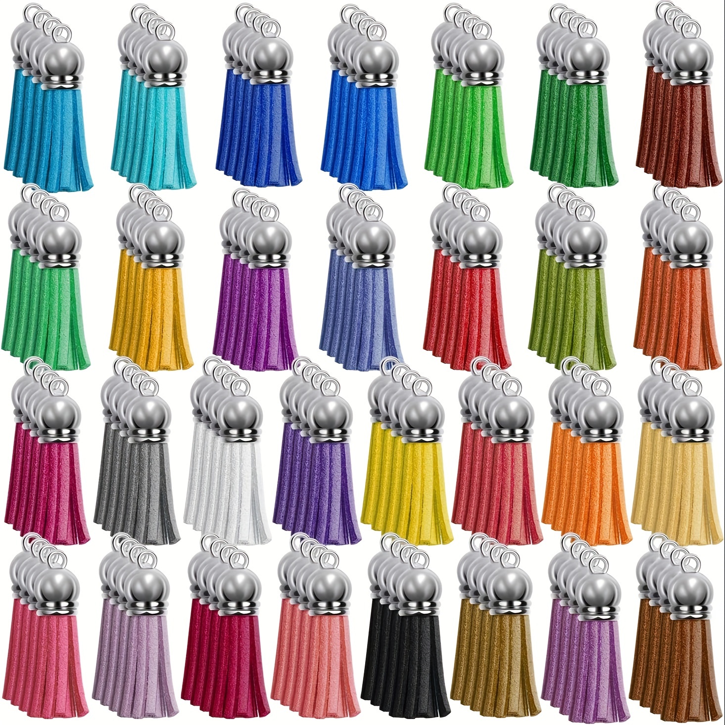 

120pcs Multicolor Tassels With Acrylic Keychain Blanks And Rings, Assorted Colors Bulk Set For Diy Crafts, Handmade Keychains & Jewelry Making Supplies