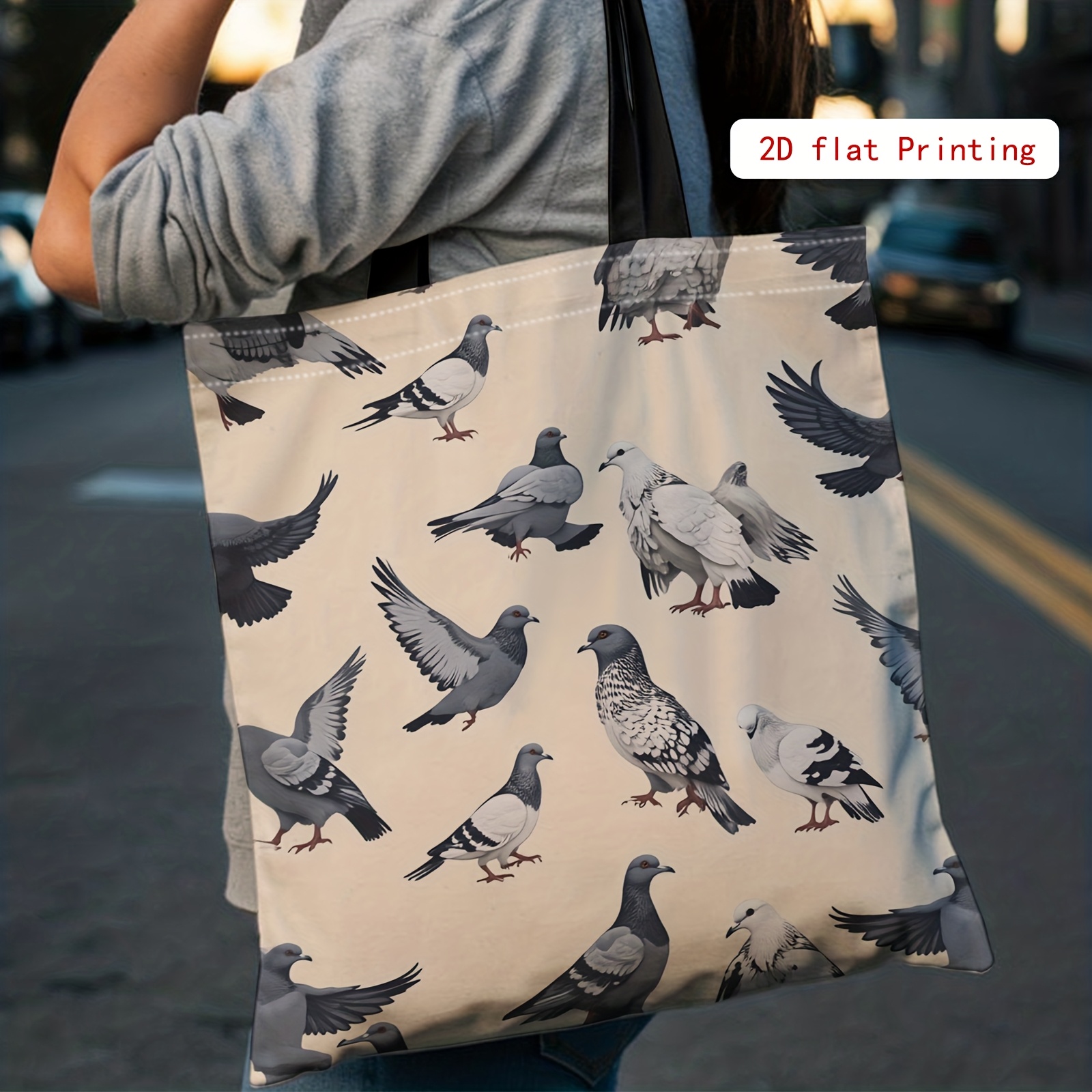 TEMU 2d Printed Handbags, Pigeon Designs, Reusable Shopping Bags, Women's Shoulder Bags, And Tote Bags