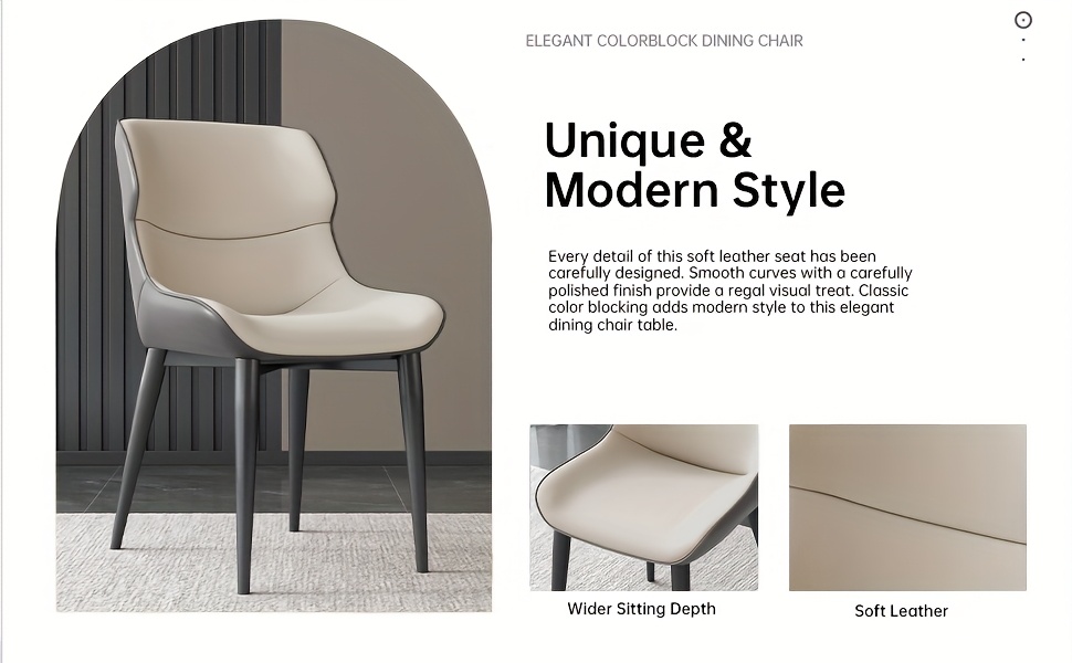 kitchen dining chair 2pcs set modern pu leather cushioned metal legs ergonomic chair suitable for indoor kitchen chairs in restaurants kitchens living rooms and breakfast rooms easy to assemble details 1