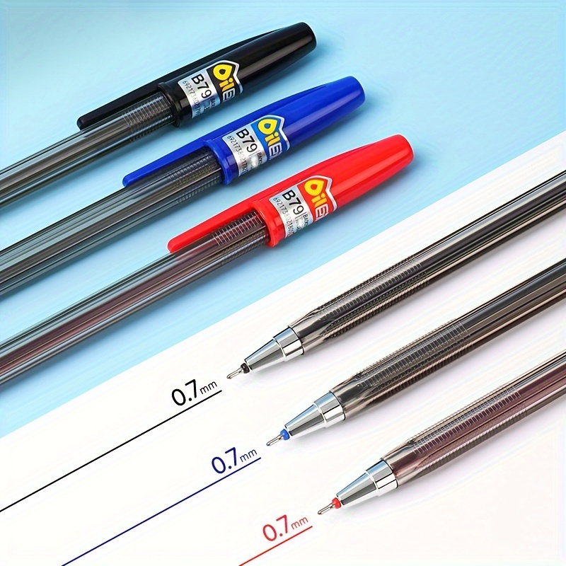 

Pack Of 5/6 B79 Oil-based Pens With 0.7mm , Large Capacity For Invoices, In : Blue For Notes, Red For , And Black For Office Use.