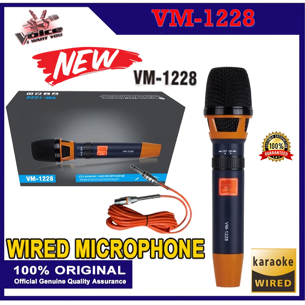 TEMU Microphone Vm-1228 Hi-fidelity Uni-directional, Heavy Duty Wired Microphone, Microphone For Pc, Professional Microphone For Singing, Mini