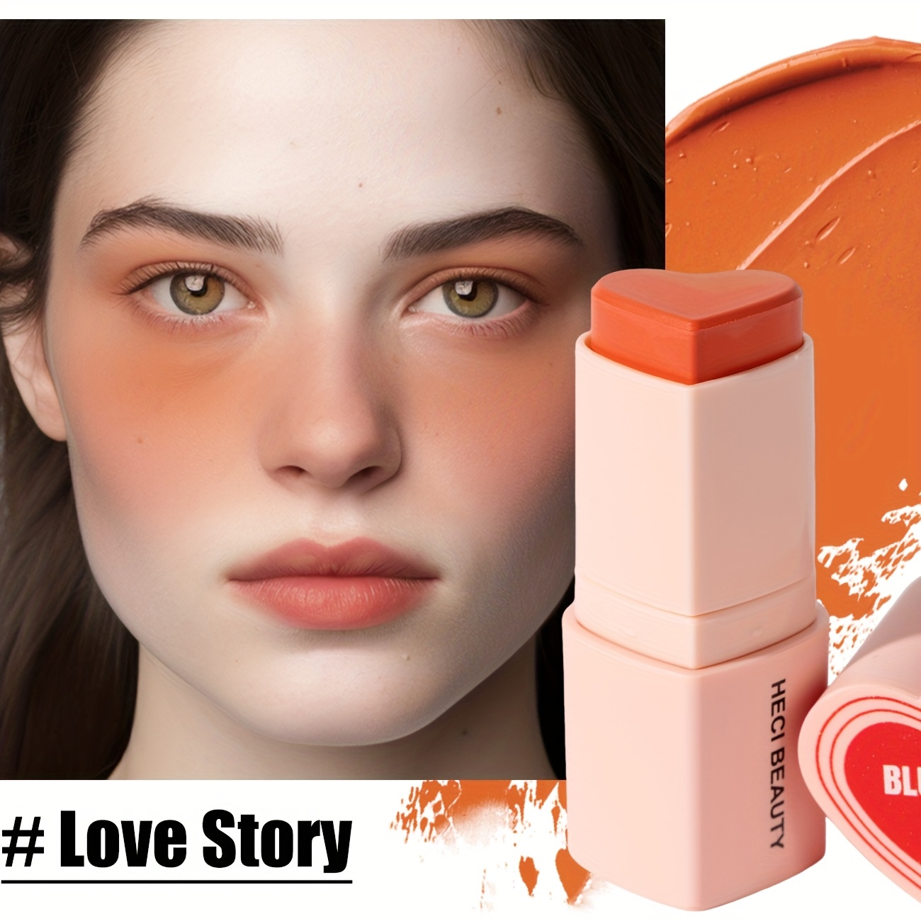 Image of Orange-brown Cream Blush Stick, And Long-lasting, Smudge, Matte Effect, Waterproof And Sweat-proof, Natural And Without Makeup Removal, Easy To Touch The Go, Quick To Apply, Suitable For