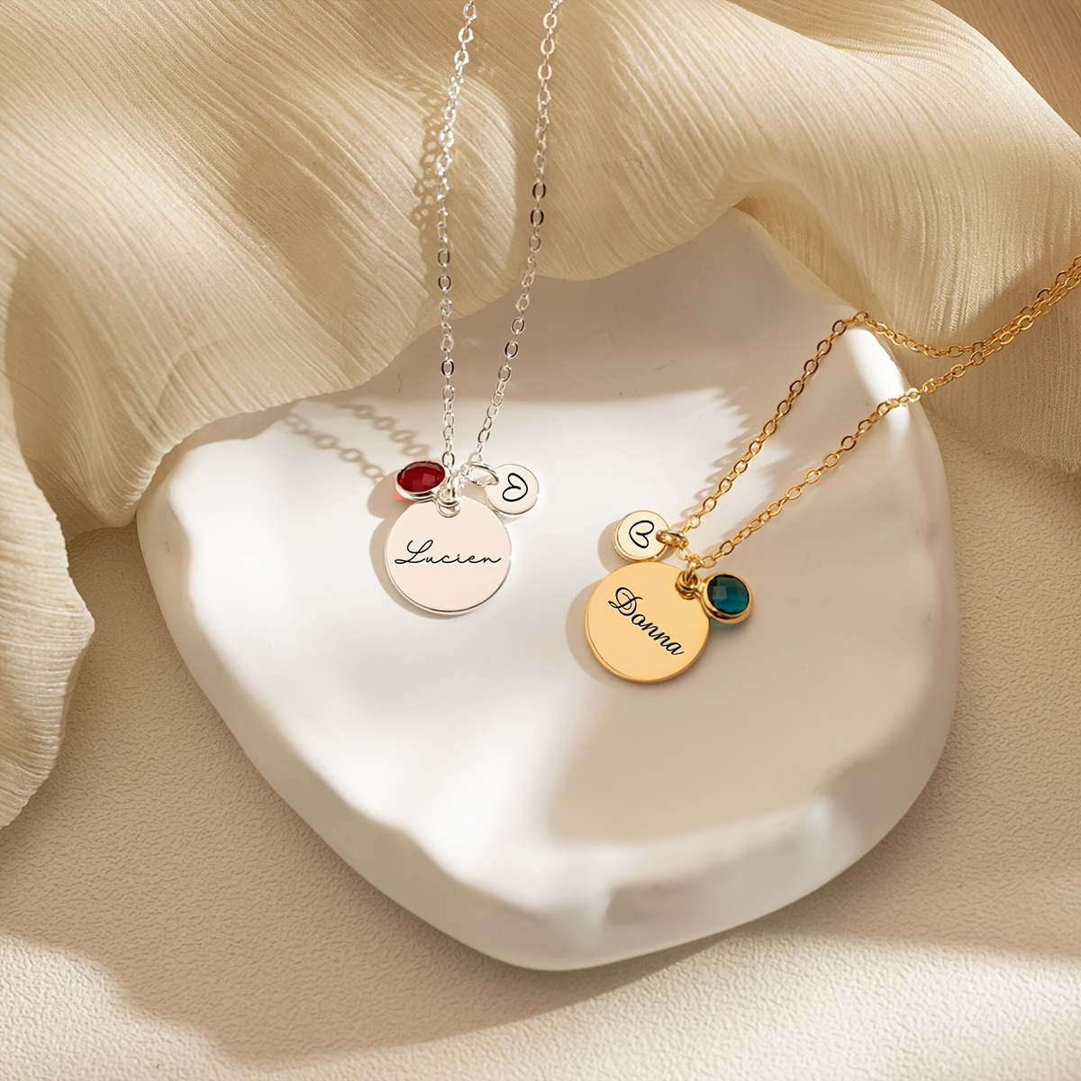 Personalized Women's Birthstone Pendant Necklace, 18K Gold-Plated
