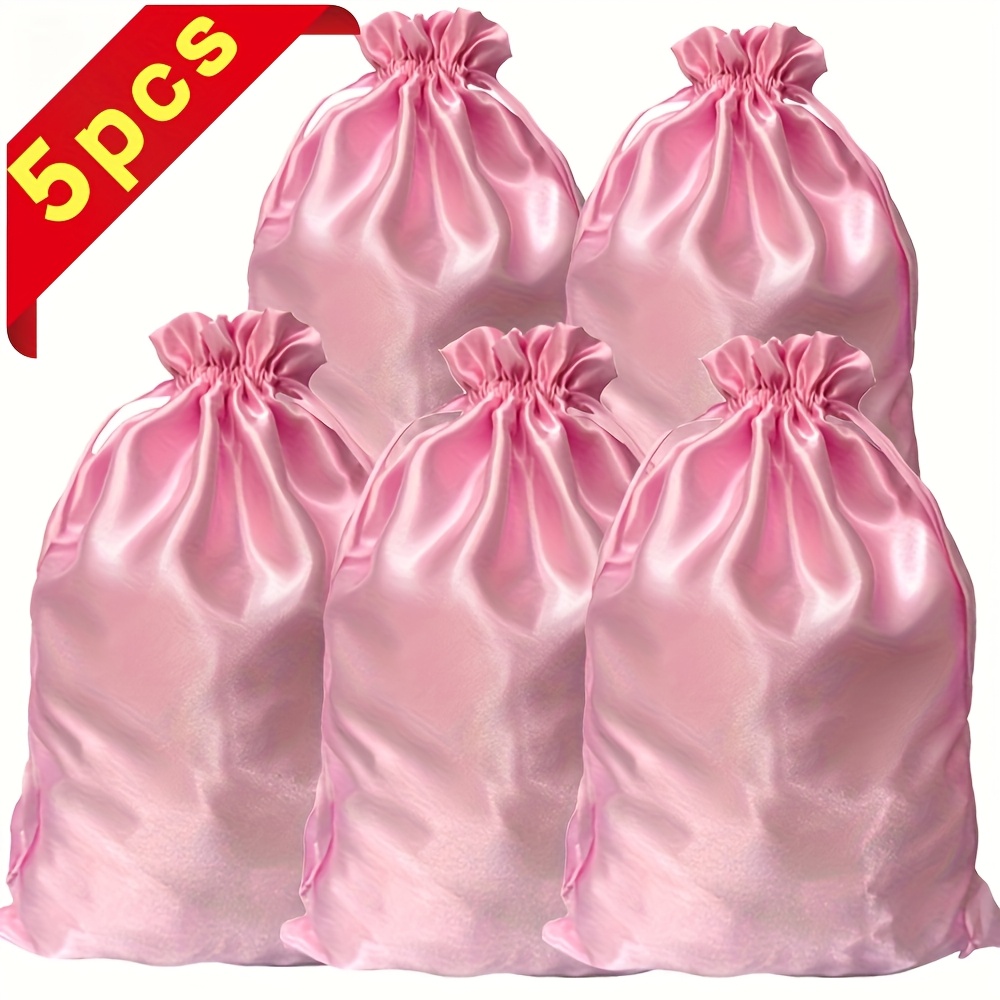 TEMU Sacs de rangement pour perruques 5 pièces, grands sacs en satin pour organisation de perruques, contre la poussière, adaptés à un usage