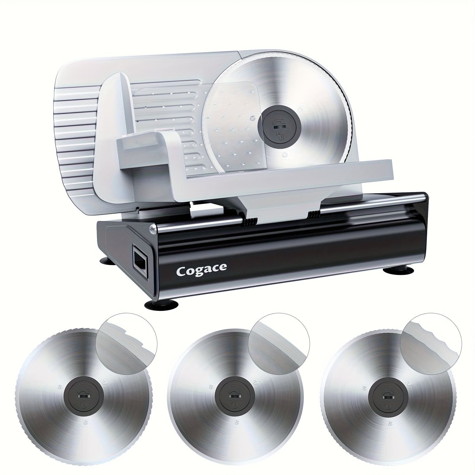 TEMU 200w Electric Meat Slicer Machine | 3 Types Of 7.5'' , Adjustable Thickness 0-15mm, For Meat, Cheese, Bread, Vegetables, Home Use, Steel