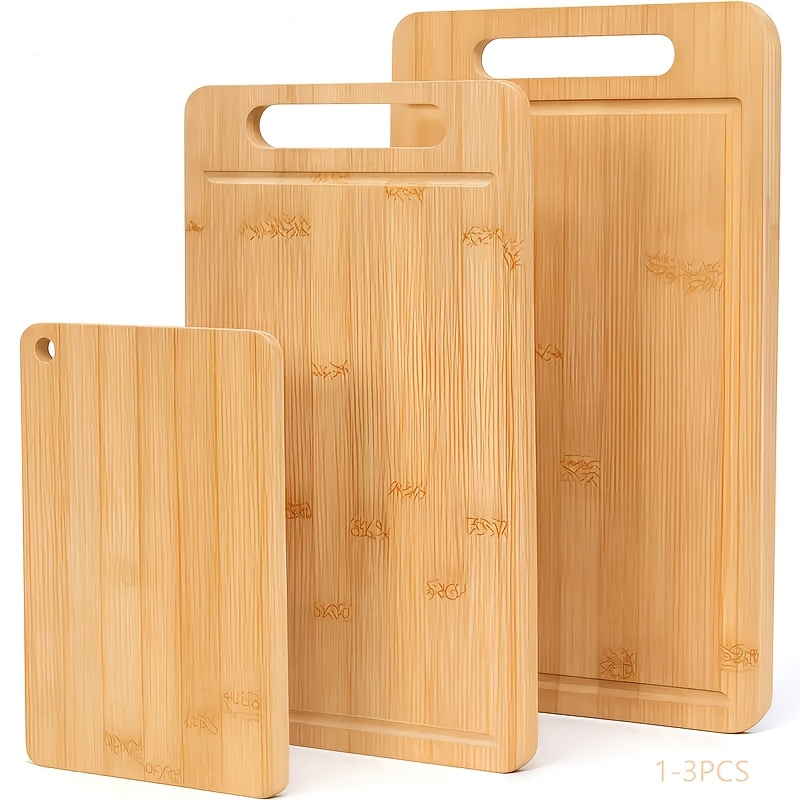 bamboo cutting board double sided cutting board vertical kitchen cutting board kitchen small tool 1 3pcs set with juice trough suitable for cutting meat vegetables bread and wooden cutting board