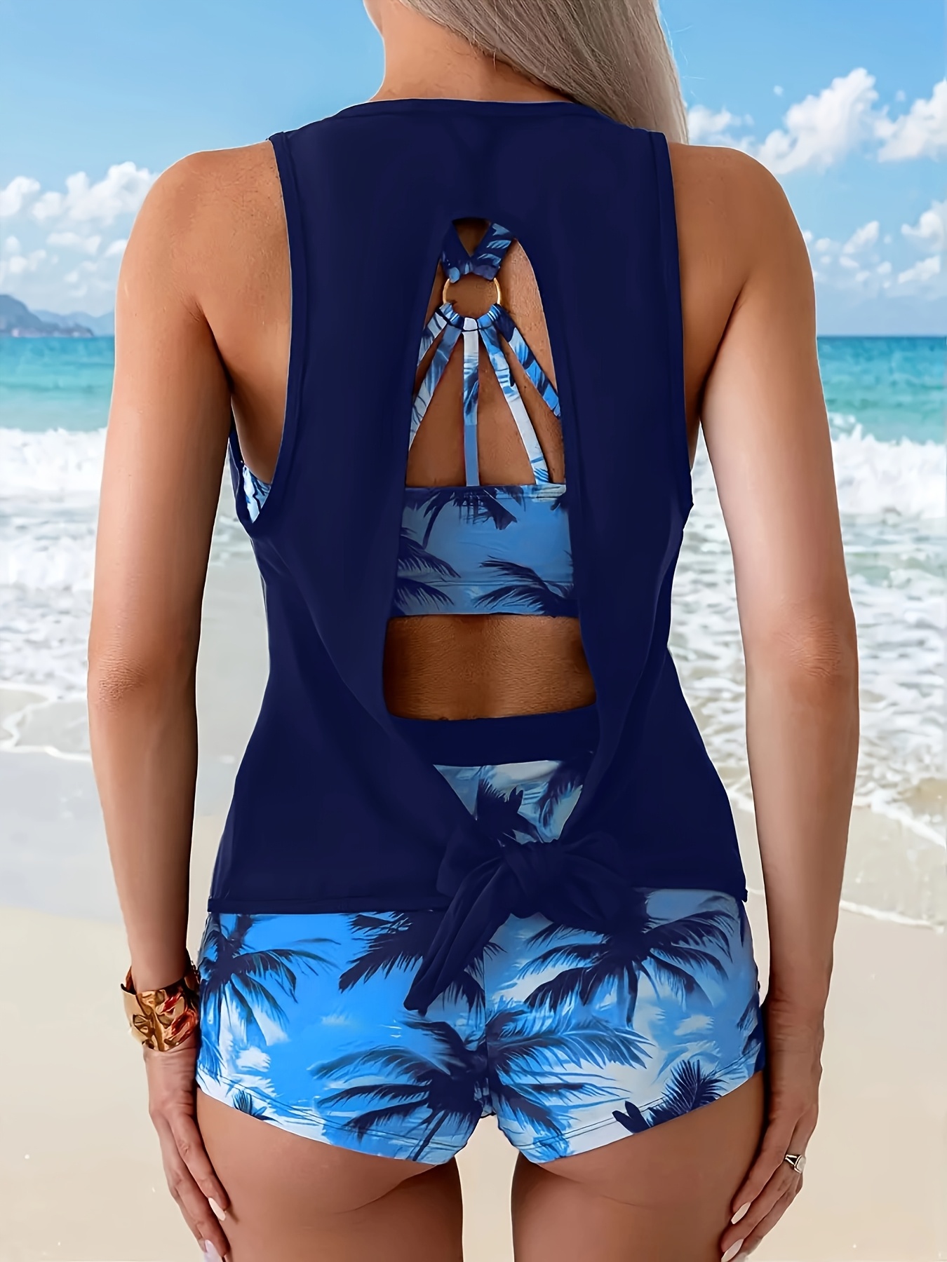 Tankini Short Para Traje De BaÃ±o Mujer Baju Renang Wanita Dengan