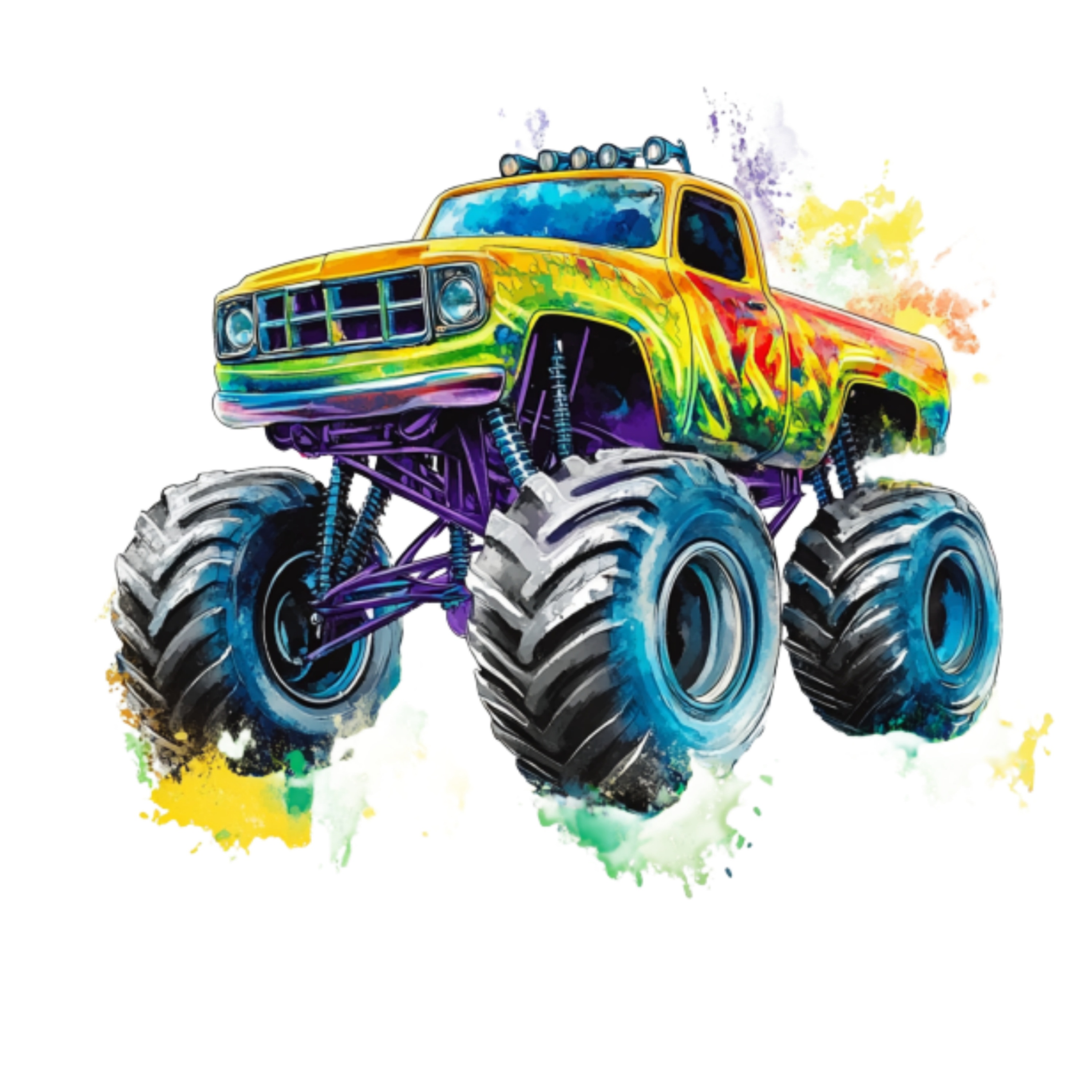 Monster Truck Dtf Clothing Patches, Washable Iron-on Clothing Heat Transfer For Women/men T-shirts, Backpacks, Stickers, Decorations