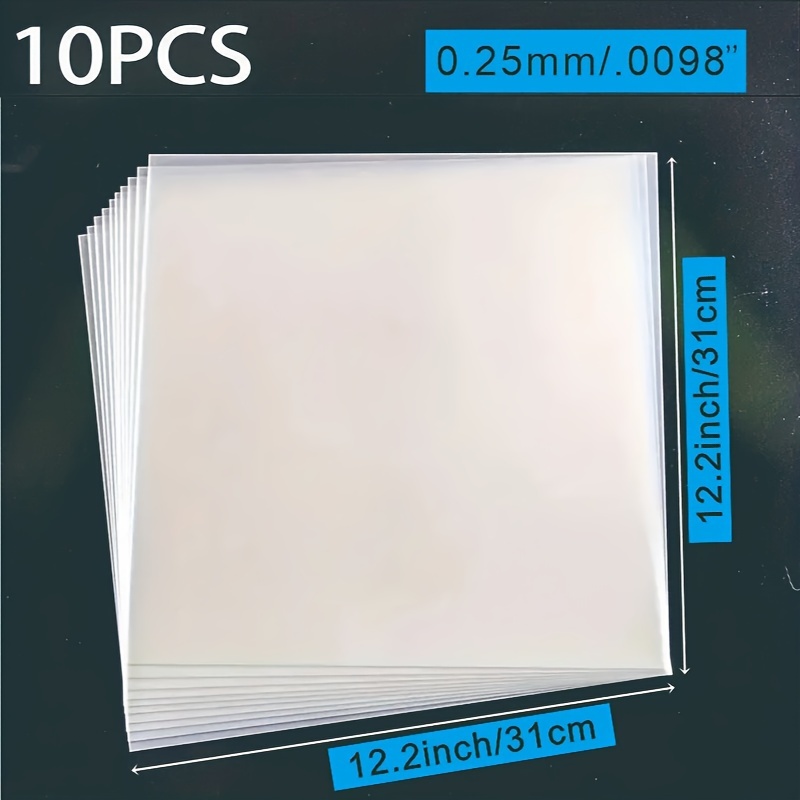 

10pcs 12.2x12.2" Feuilles de Pochoir en Lait - Translucides, Compatibles avec la Découpe Laser, Plastique d'Artisanat Alimentaire pour & les Fournitures de Bureau, Modèle Vierge, Machine de Découpe