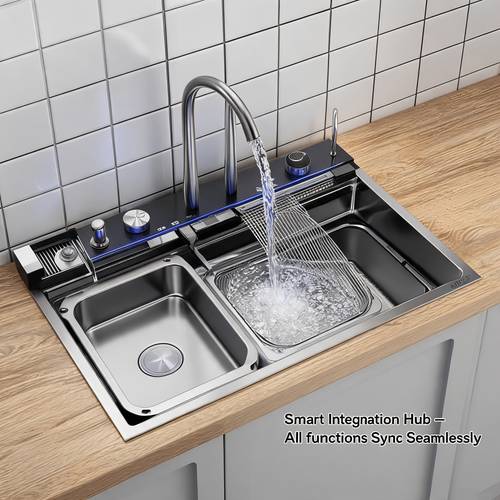 smart kitchen sink with automatic faucet multi function hub touchless modular fits 68x45cm 26 8x17 7in 75x45cm 29 5x17 7in 80x45cm 31 5x17 7in counters