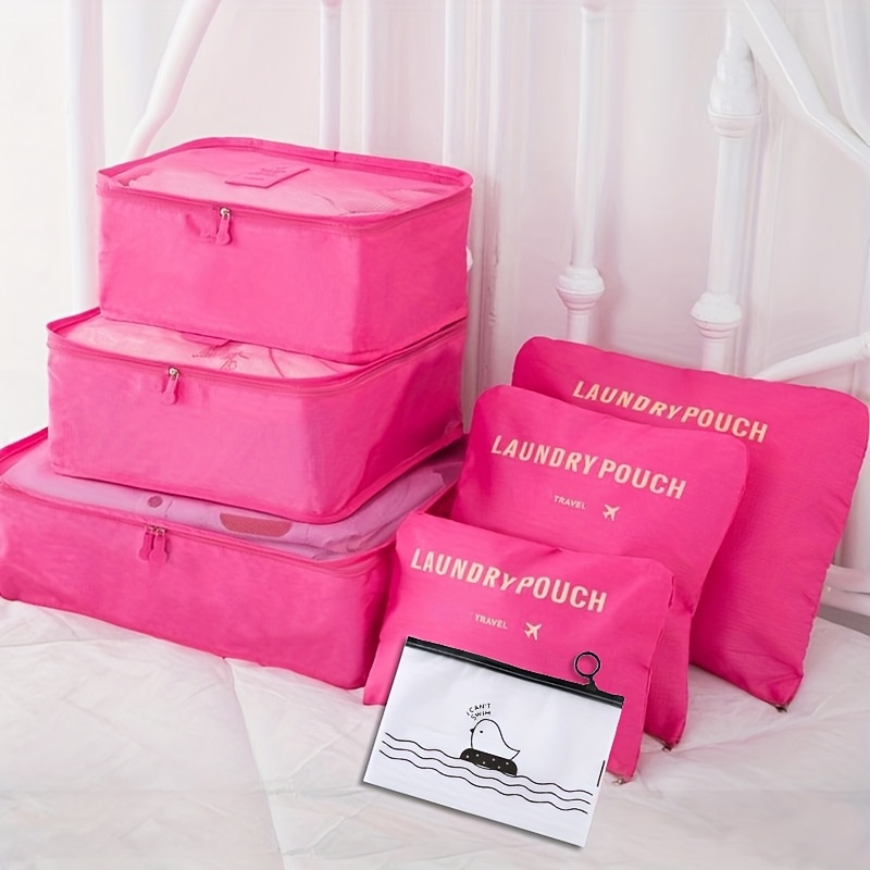 TEMU Ensemble de 7 Sacs de Rangement de Voyage en 11 Couleurs - Polyester Durable, Pochettes Zippées pour une Organisation Efficace des Bagages & -