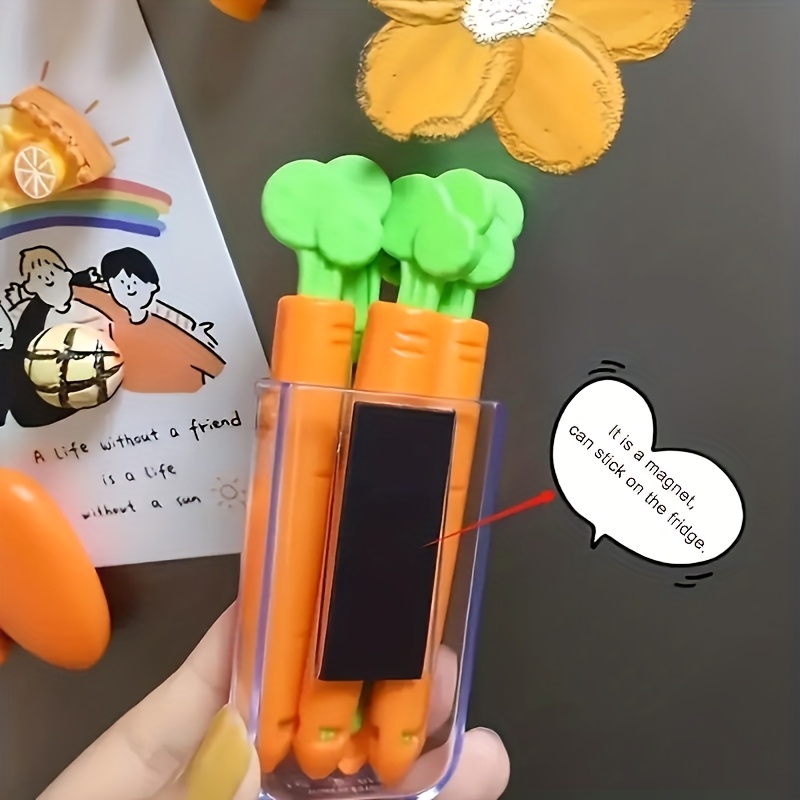 12pcs magnetic carrot shaped plastic clips non food contact sealed refrigerator pantry clips suitable for plastic bags snack packs kitchen organizing accessories Product details 4