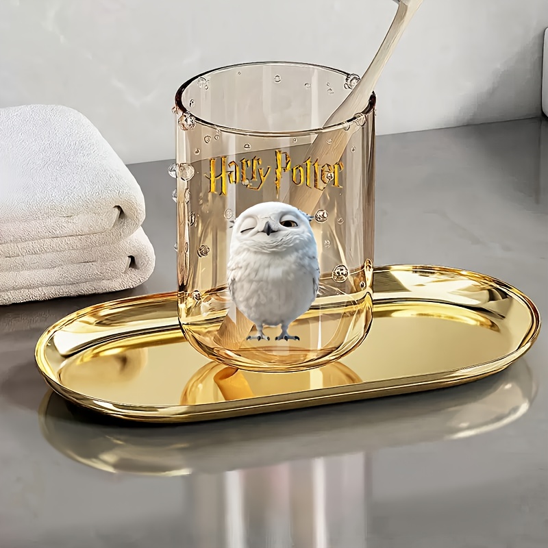 Wb Harry Potter Hedwig Couple Toothbrush Cup, Rinsing Cup - Iconic Cute Character Design, Suitable For Home, Dormitory, And Travel, Unisex Bathroom Accessory