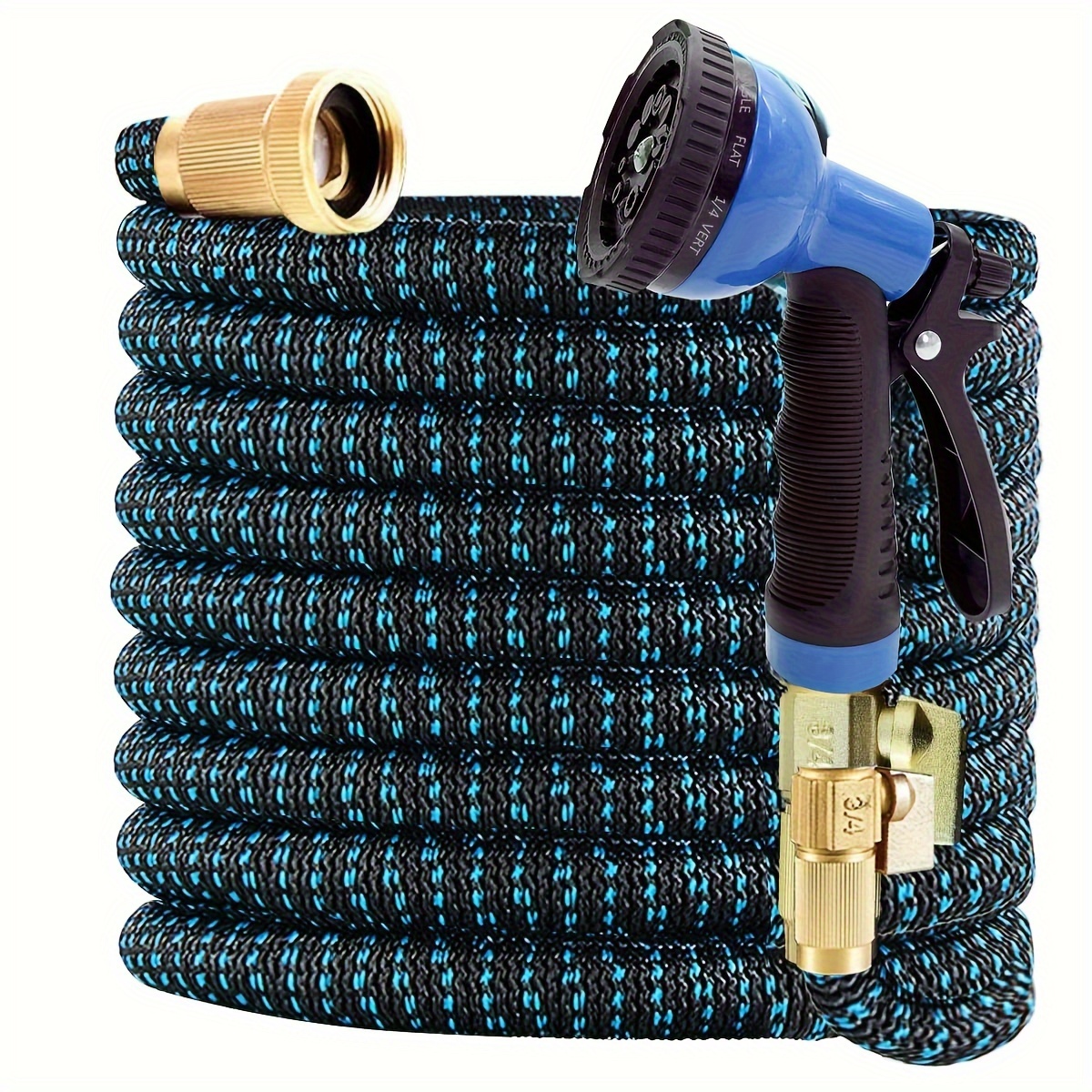 

100ft Garden Hose With 8 Function Nozzle Garden Hose, Lightweight & Flexible Garden Hose, 3/4 Inch Solid Brass Fittings