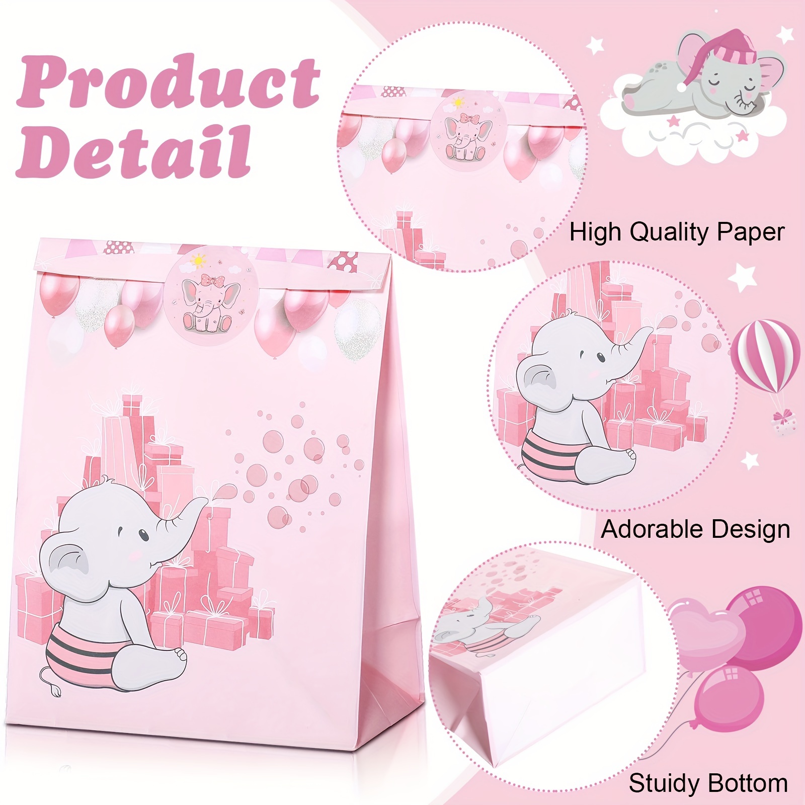 Set /92pcs Decoraciones Baby Shower Elefante Rosa Conjunto - Temu Chile