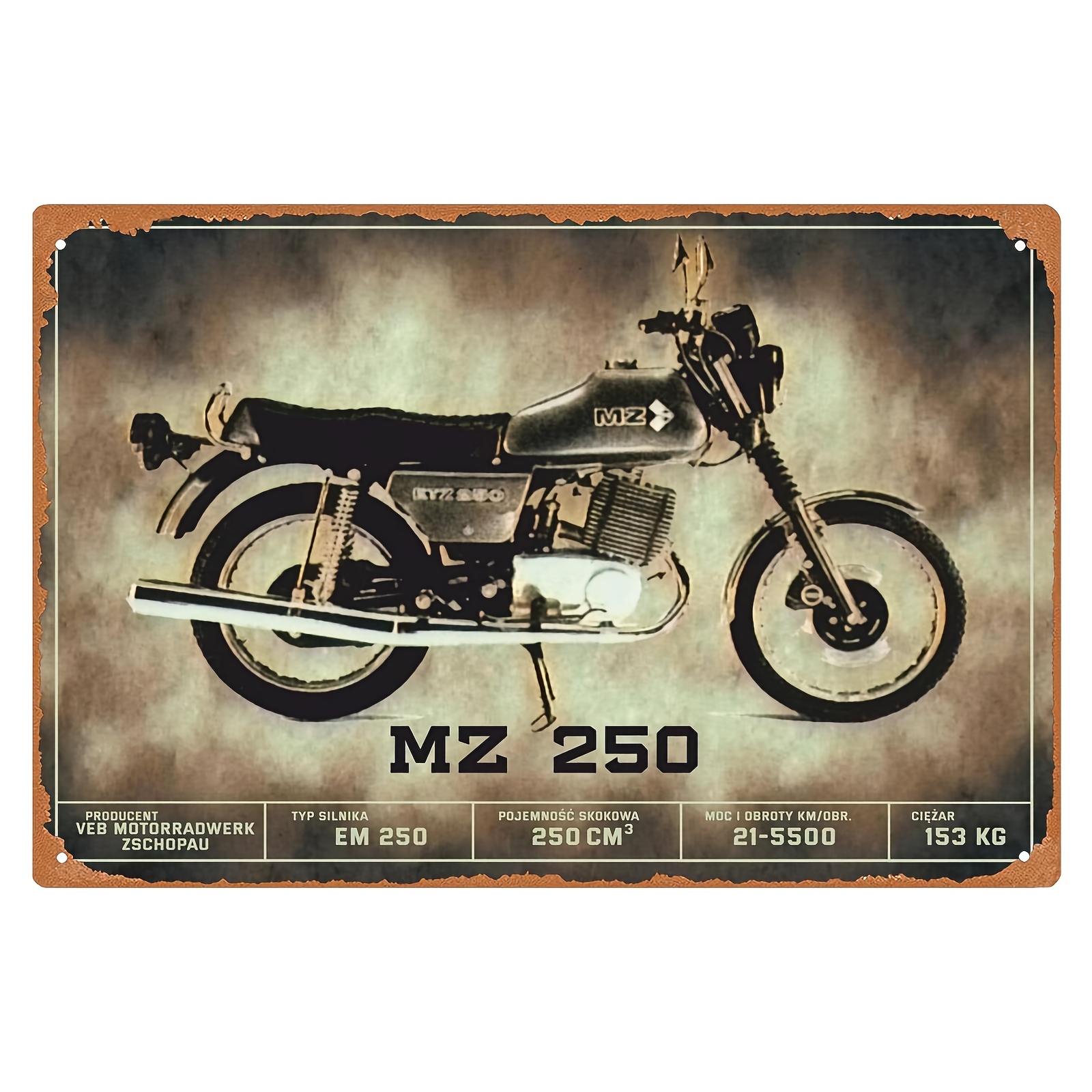 

Htf Mz 250 Klasyk Metal Tin - Motorcycle , 8x12 , For